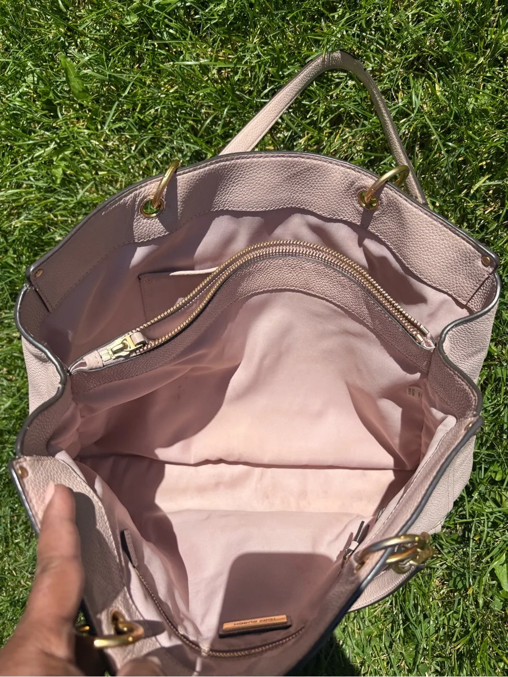 Tory Burch Dusty Pink Pebbled Leather Chain-Handle Tote